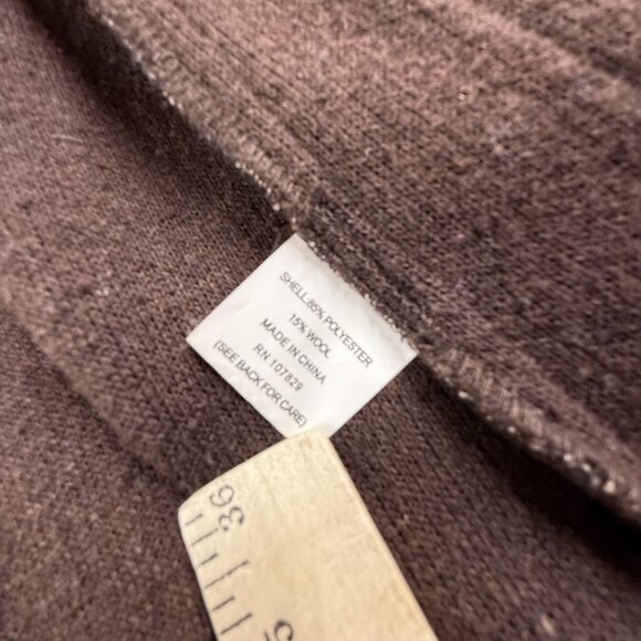 Ambition Jacket Womens Medium Brown Wool Blend Full Zip Ruffle Trim Pockets Chic - Picture 10 of 15